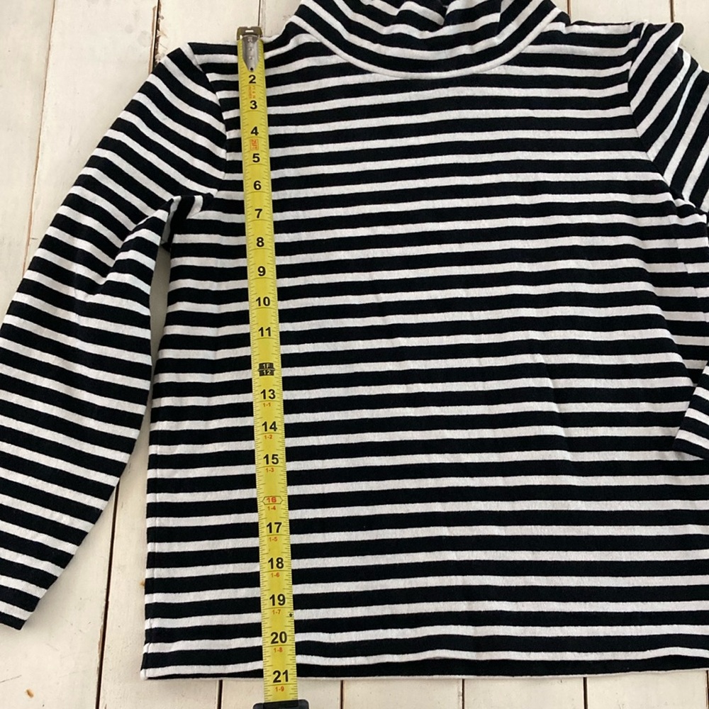 J. Crew Black and White Long Sleeve Mock Turtleneck w/ Classic Stripes - Picture 4 of 6